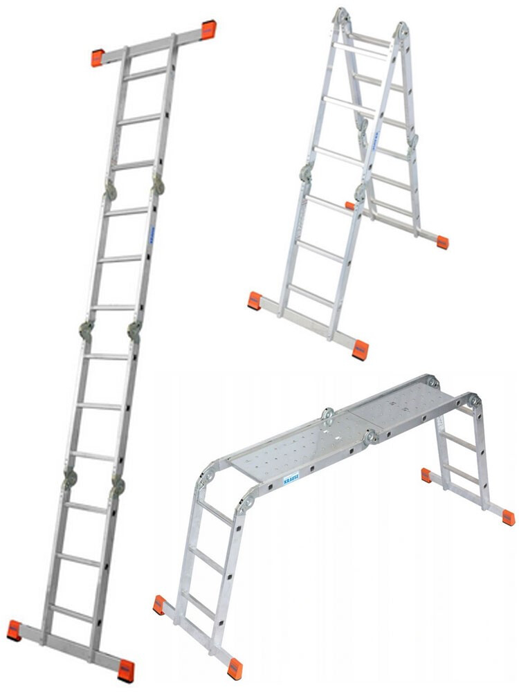 KRAUSE MultiMatic uniwersalna drabina aluminiowa przegubowa z platformą 4x3 szczeble